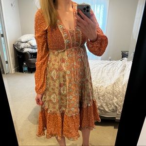 SOLD Vintage 70s Jody T of California hippie floral peasant cottage dress,
